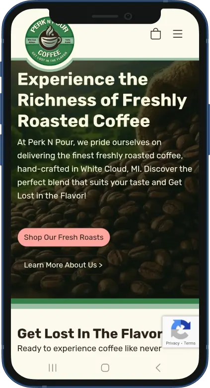 Perk N Pour Coffee custom e-commerce website